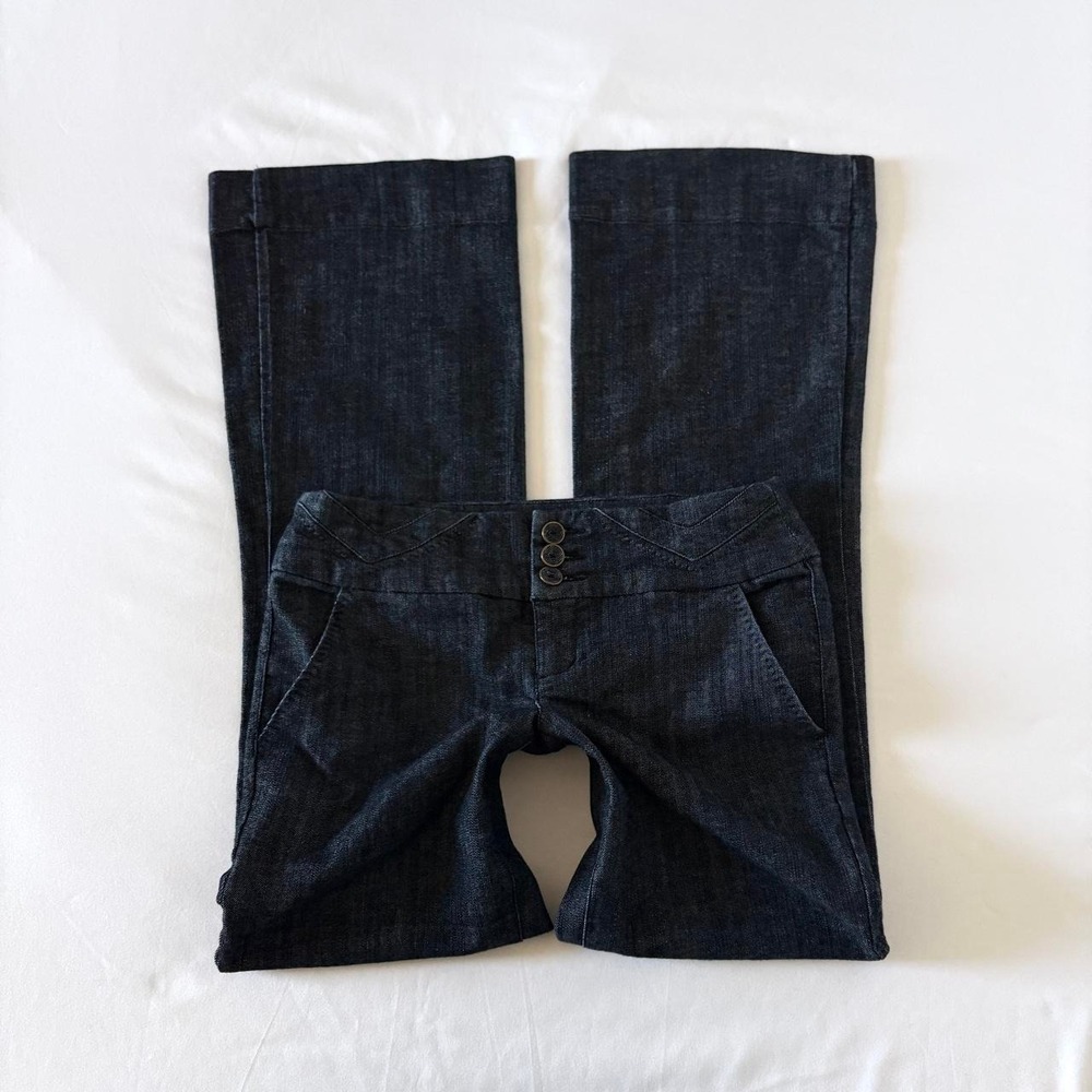 Boom Boom Jeans Low Rise Flare Bootcut Women Size 7 Dark Wash Vintage Y2K Denim